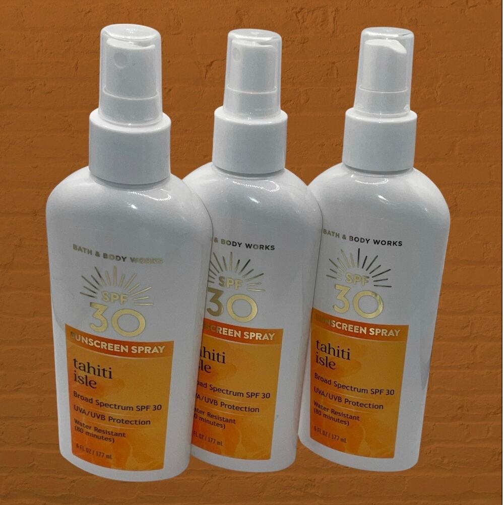 Bath & Body Works Tahiti Isle SPF 30 Sunscreen Spray 6oz Lot 3 Broad Spectrum